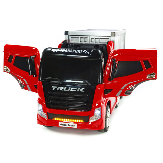 Elektrický kamion Champion Truck s návěsem a kontejnerem, 2.4G dálkové ovládání, 4x4, ČERVENÝ LAK